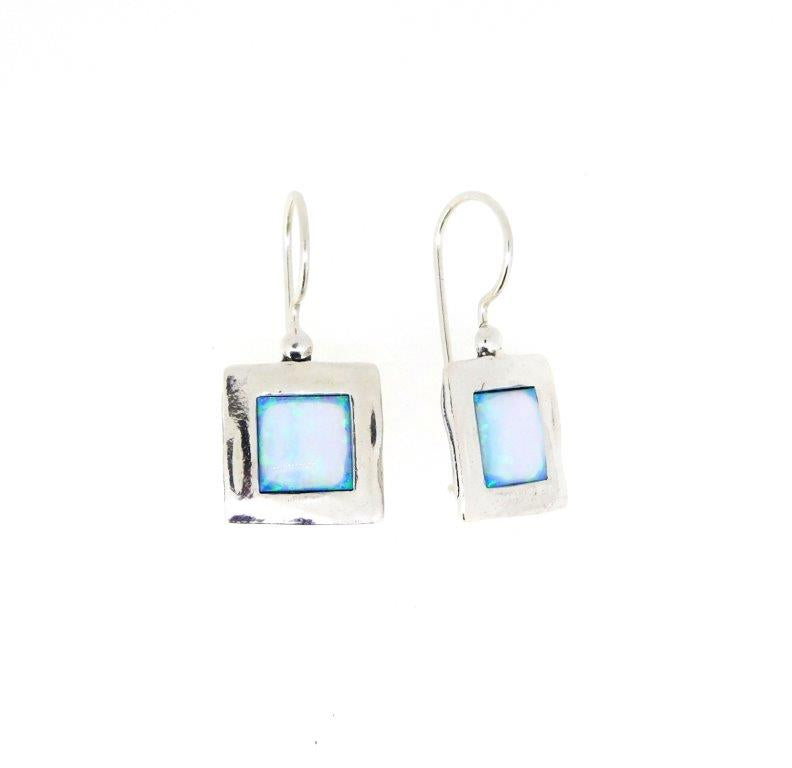 Square opal earrings sale
