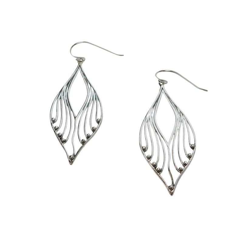 Sterling silver open diamond shape earrings-E11156