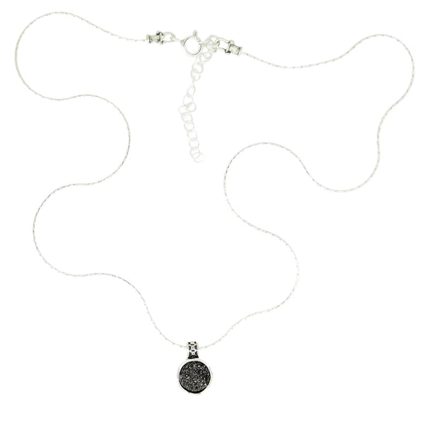 Black & Elegant Platinum Drusy Necklace - N2699