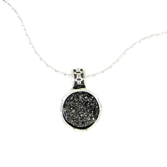 Black & Elegant Platinum Drusy Necklace - N2699