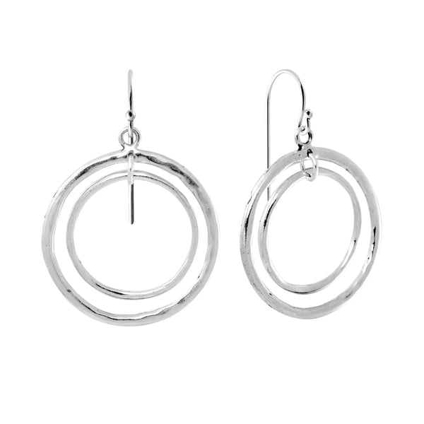 Double Hollow Hoop Dangle Earrings E10030