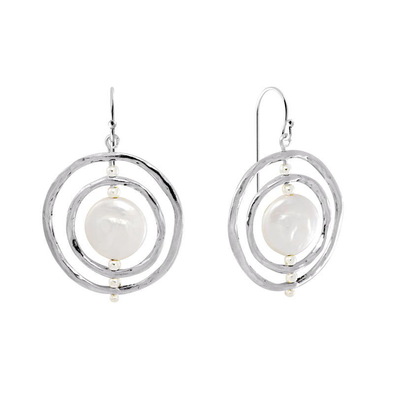 Double Hoop & Pearl Dangle Earrings E11060