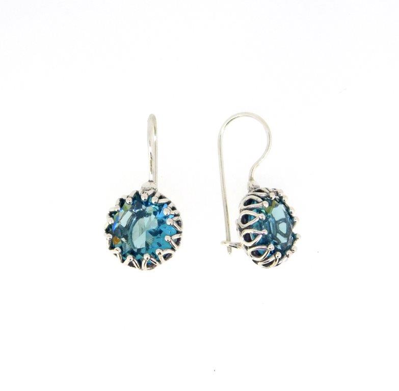Blue Glass setting Earrings E10980-1