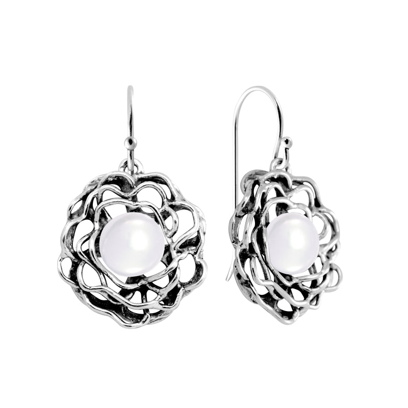 Flower Wrapped Pearl Earrings E11047