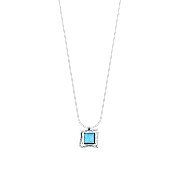 Square Framed Opal Necklace Zuman Jewelry