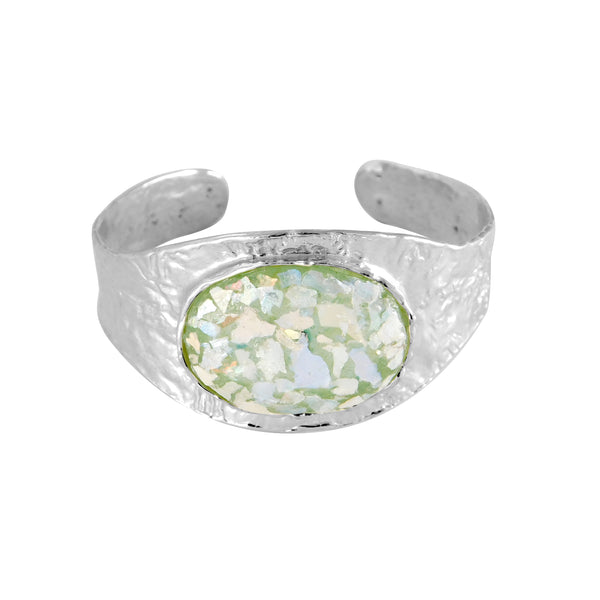 Wide Roman Glass Cuff Bracelet